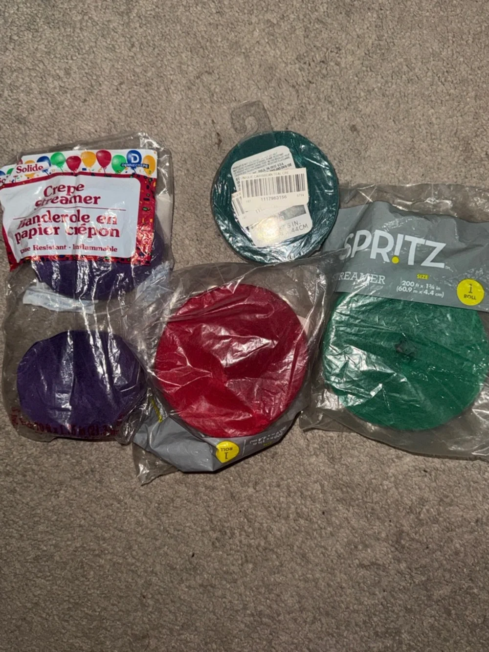 Colorful Crepe Paper Streamers-Set of 5!
